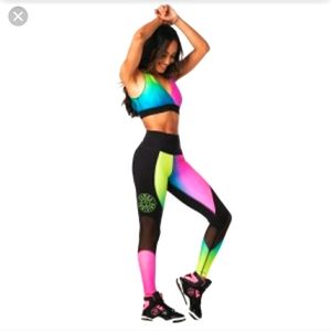 Zumba Wear size XL, Large, Small, & XS Surf High Waist Leggings with Mesh panels